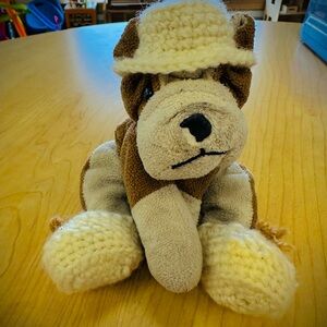 Pet Crochet Set - Hat and Paws - Soft Cream & Brown